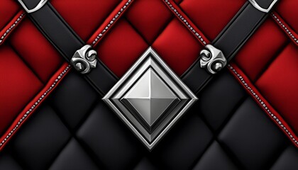 Red and Black Leather Upholstery with Silver Accents