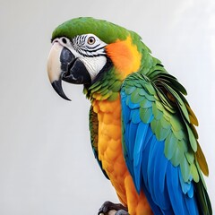Naklejka premium A Colorful Macaw Parrot on a White Background