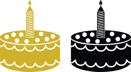 Cakes flat or line icon set collection. Vector of different types of beautiful modern cakes such as chocolate cake, Napoleon cake, tiramisu , eclair and cheesecake. Isolated on transparent background.