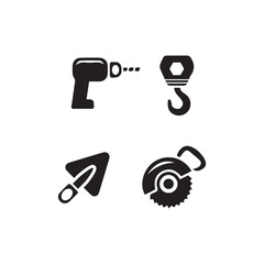 Mason bricklayer black vector concept icon. Mason builder icon set bricklayer flat illustration, sign home, brick wall, hammer,  drill, vector. 