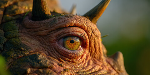 Close-up of Reptilian Eye and Horns