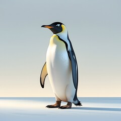 Fototapeta premium A Cute Emperor Penguin Standing Upright on a Clean White Background
