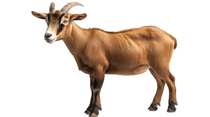 A brown goat isolated on a transparent background