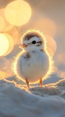 HD Phone Wallpaper Adorable Baby Bird at Sunset Fluffy Chick on Beach Sand Golden Hour Wildlife
