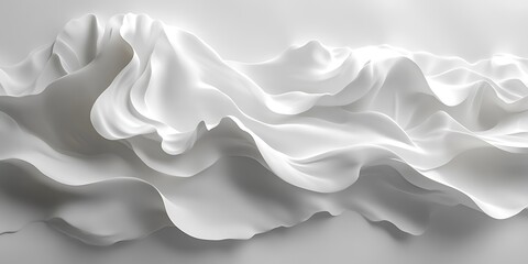 Fototapeta premium White fabric waves, elegant folds, studio shot, clean background, design texture