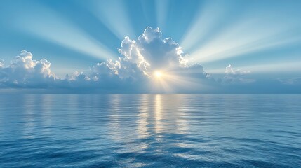 A tranquil morning sky with soft light illuminating a few scattered clouds.