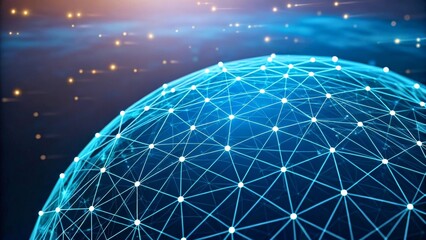 Abstract Digital Globe with Network Connections and Bright Light Background