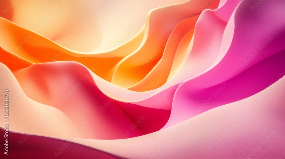 Poster Layers of warm colors swirl together, embodying the tranquility of a sunset. The gradient transitions smoothly from soft yellows to intense pinks, creating an enchanting visual experience