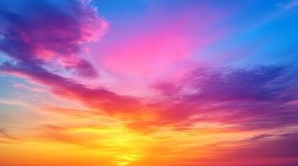 Obraz premium A twilight sky glowing with soft pink, purple, and golden tones as the sun sets.