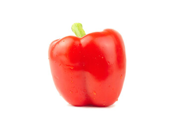 Red bell pepper isolated on white background.