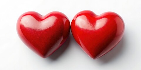 Obraz premium Romantic minimalist photography: low-light red hearts against a pristine white backdrop.