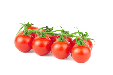 Branches of fresh cherry tomatoes isolated on white
