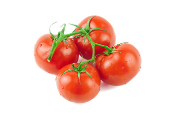 Fresh tomatoes isolated on white. With clipping path.