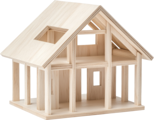 wooden house model mockup 