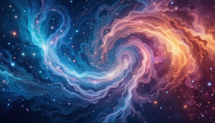 Obraz premium fColorful Abstract Wallpaper Depicting Swirling Galaxies and Sparkling Stars, Representing Cosmic Themes and Infinite Possibilities.
