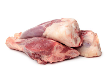 Fresh raw meat of leg young lamb