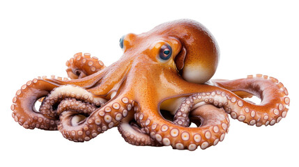 Octopus squid watercolor PNG clipart isolated on white background.