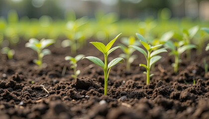fSustainable Agriculture with Seedlings in Rich Soil, Promoting Eco-Friendly Practices and Growth for Future Generations