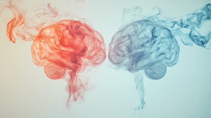 Fototapeta premium Future brain science in red-blue contrast