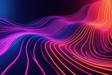 Obraz premium Elegant neon lines tracing the contours of a digital presentation, with fluid curves, dynamic patterns, and sleek minimalist aesthetics highlighting the content.