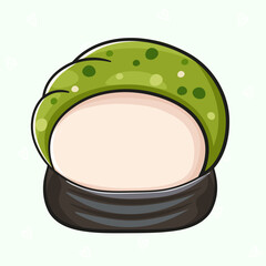 Cute funny Sushi. Vector hand drawn cartoon kawaii character illustration icon. Isolated on green background. Sushi character concept