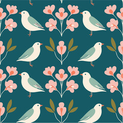 The overall style is reminiscent of folk art or traditional textile design, with a touch of modern sensibility in the color palette and clean graphic quality. The design feels balanced and harmonious,