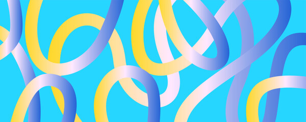 Yellow and blue abstract wavy gradient background. Green trendy flow neon wallpaper, graffiti, squiggle. Fluid backdrop, liquid, motion graphic. Light yellow and purple gradient vector.