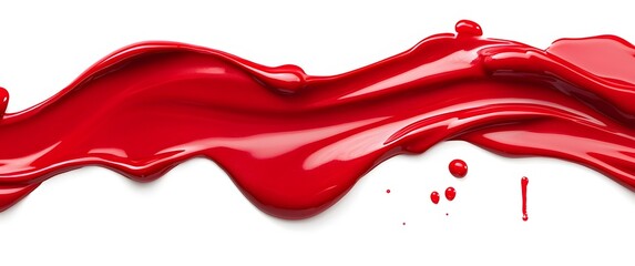 Vibrant red paint fluid flowing on a white background, creates a visual effect, generative AI