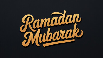 Obraz premium Ramadan Mubarak greeting in elegant script with a modern design on a dark background