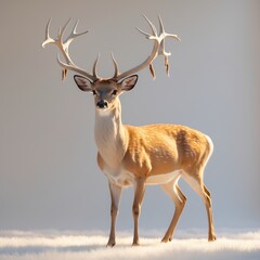 Obraz premium A Graceful Deer with Large Antlers Standing Elegantly on a White Background