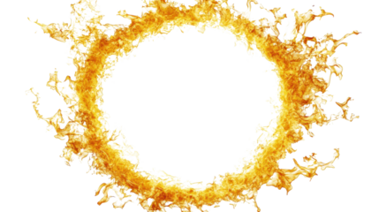 Ring of fire burning on transparent background