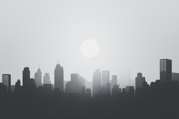 Naklejka premium illustration of city silhouette with buildings