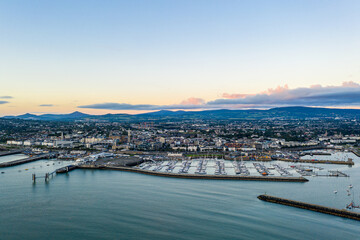 Fototapeta premium Aerial View over Dún Laoghaire Harbour, Dunlin, Ireland 