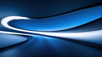 Obraz premium Abstract blue and white curves, glowing lines, modern design, background.