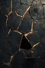 Cracked Surface with Black Umbrella
