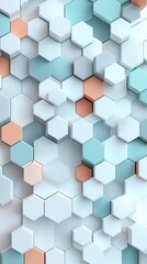 Fototapeta premium Geometric harmony of hexagons in pastel colors creating a modern, artistic background design for various creative projects. Generative AI