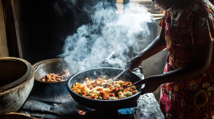 A home cook preparing a traditional dish with family recipes