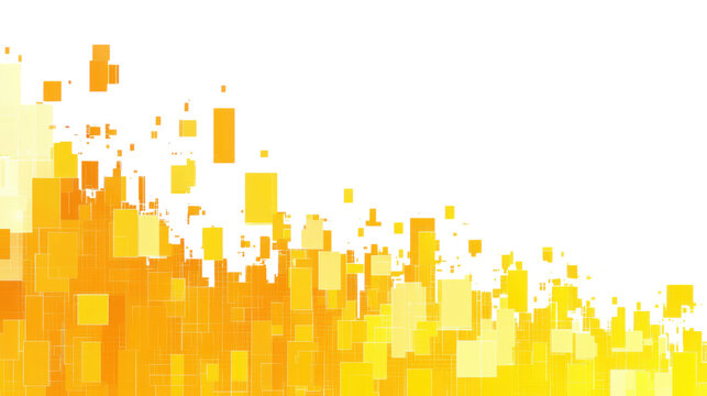 Yellow and orange squares creating abstract design on transparent background