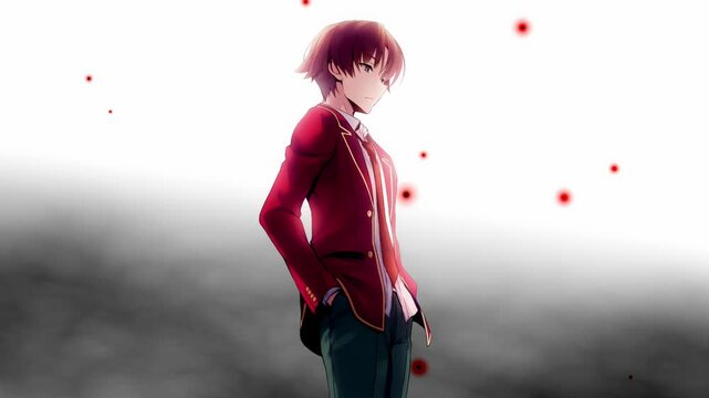 Smart anime guy on smoke background, anime wallpaper