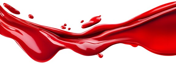 Vibrant red paint fluid flowing on a white background, creates a visual effect, generative AI
