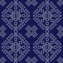 stitch japanese embroidery Sashiko abstract artwork seamless geometric pattern printed background fabric wallpaper hand drawn line

