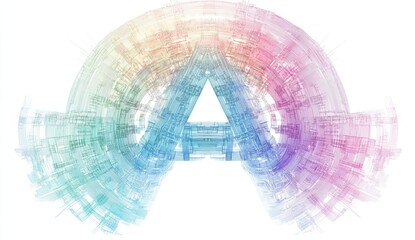 Obraz premium Abstract colorful digital artwork resembling a futuristic city or technology.