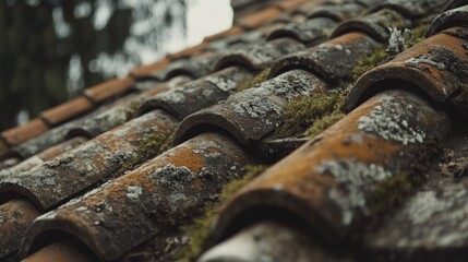 Roof with moss growth