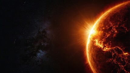 Obraz premium sun, space, planet, earth, solar, fire, star, astronomy, light, red, abstract, universe, globe, science, energy, eclipse, galaxy, explosion, world, glow, hot, global, cosmos, heat, illustration