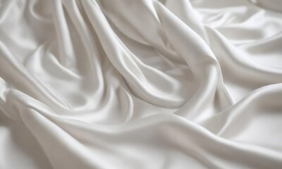 Obraz premium Delicate white satin waves on soft fabric background, folds, textile, white