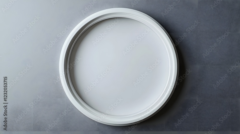 Poster Circular minimalist ring or loop frame on a plain gray background creating a simple modern and elegant design  Negative space copy area for text or product placement in a clean minimalist style