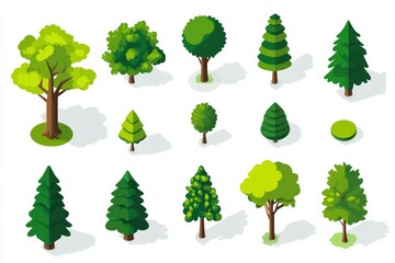 Fototapeta premium A collection of flat design Christmas trees
