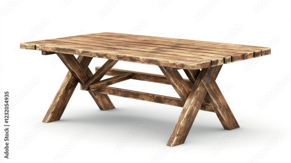 Poster Wooden Table on White Background