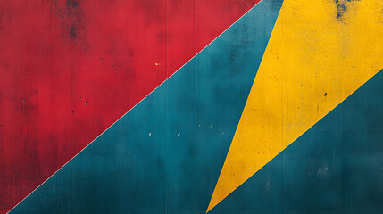 Abstract representation of a flag with yellow, blue, and red tones, creating a bold effect.