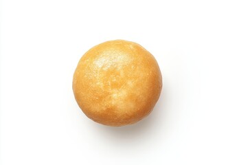 Single round golden-brown bread roll on white.